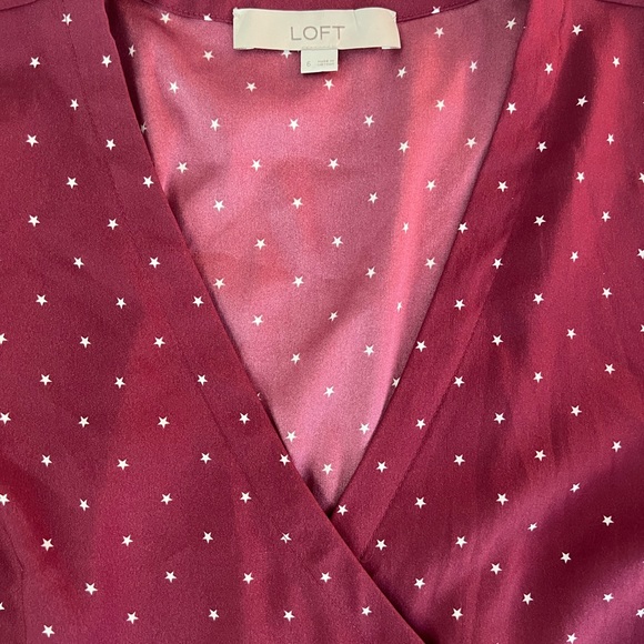 Loft Red Star Print Wrap Dress - Picture 10 of 12